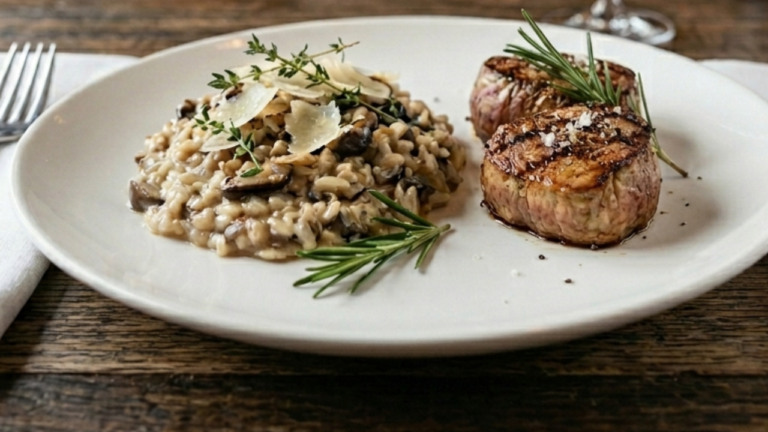 Porcini Mushroom Risotto & Beef Tenderloin Medallions